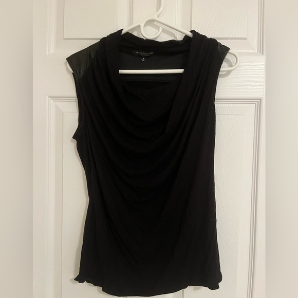 Black with faux leather Green Envelope los angeles Tank Top - Picture 1 of 6